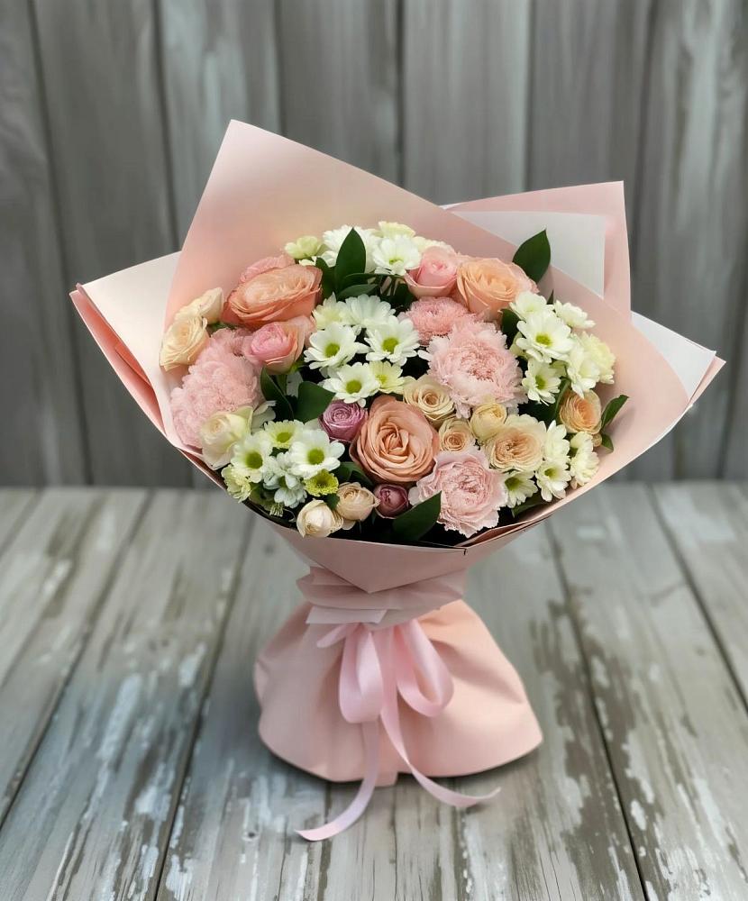 Букет цветов из: Гвоздики, Розы и Хризантемы в Мамхегском