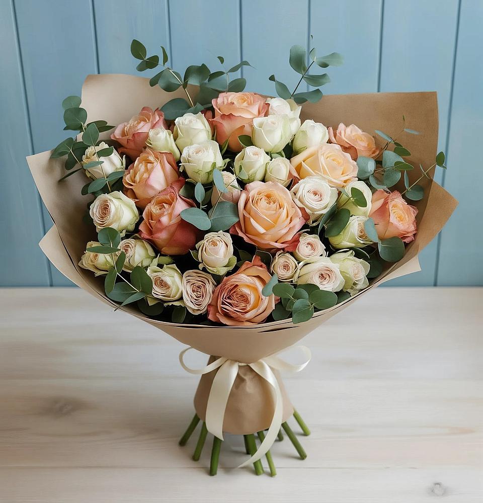 Букет цветов из: Альстромерии и Розы в Мамхегском