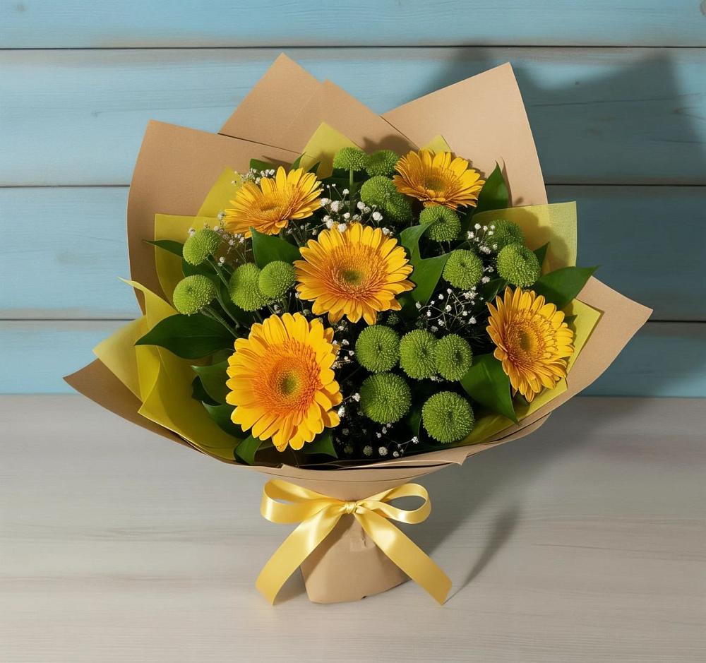 Букет цветов из: Герберы и Хризантемы в Мамхегском