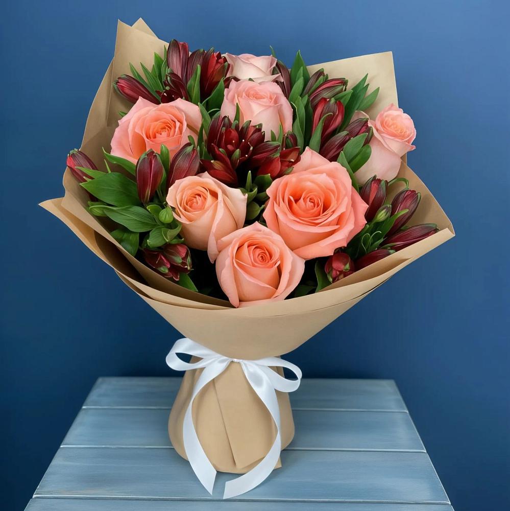 Букет цветов из: Розы и Альстромерии в Мамхегском