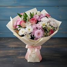 Букет цветов из:  Хризантемы, Альстромерии и Розы в Мамхегском